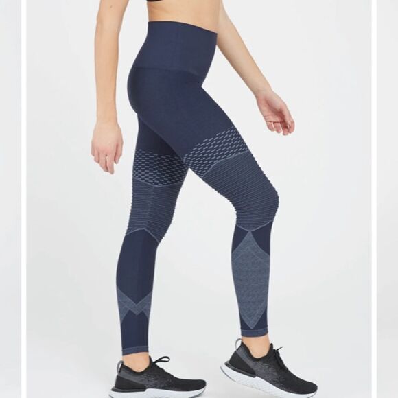 Spanx look at me now seamless moto leggings black/grey new 1x - Picture 1 of 9